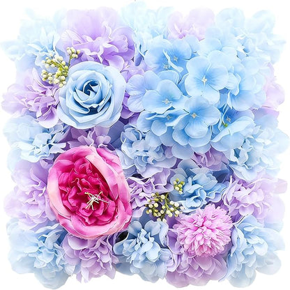 Flower Wall Backdrop, 12PCS 10.6"-15.7" Artificial Flower Wall Panel with Various Styles, 3D Floral Wall Decor for Wedding Photo Background Festive Party Home Decoration (G-A003, 10.6*10.6in)