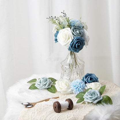 Artificial Flowers Combo, Fake Flowers for DIY Tables Centerpieces Baby Shower Bridal Shower Wedding Bouquet Arrangements Party Candle Holder Cake Decor Flower Home Decorations