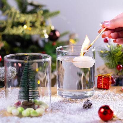 4 Inch Small Glass Cylinder Vases for Centerpieces | 12pcs Clear Flower Vase for Wedding Decorations, Floating Candle Vases in Bulk, Hurricane Candle Holders for Table, Home Décor