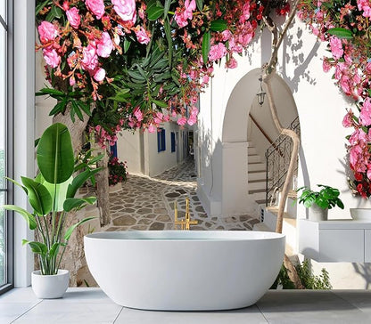 Eierme-Quiet Traditional Backstreet in Chora Town on Amorgos Island Cyclades Greece Peel and Stick 137" x 102"