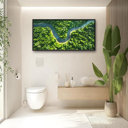 Framed Large Pictures Wall Art for Living Room, Forest River Landscape Oversized Wall Decor Nature Scenery Canvas Print Painting Extra Large Framed Artwork for Bedroom Office 60"x30"
