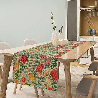 William Morris Original Design Red Rose Table Runner Vintage Floral Table Runner for Dining Table Decor 13 x 70 Inch