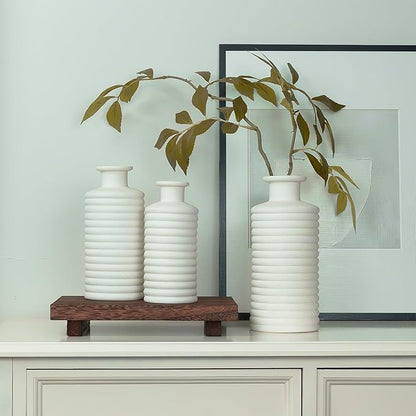 Ceramic Vase Set, Cream White Vases Home Decor, Boho Rustic Farmhouse Vase for Pampas Grass Fresh Flowers, Modern Vases for Living Room, Bedroom, Bathroom, Entryway, Dresser Table Decor