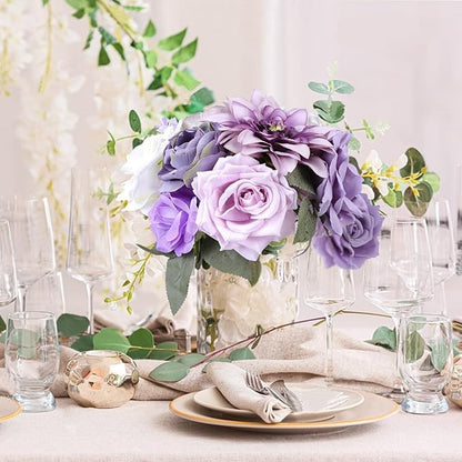 AGIRL Artificial Flowers Combo Silk Mix Purple Fake Flowers with Stems for DIY Wedding Bouquets Centerpieces Arrangements Table Chair Decor Baby Shower Home Decor