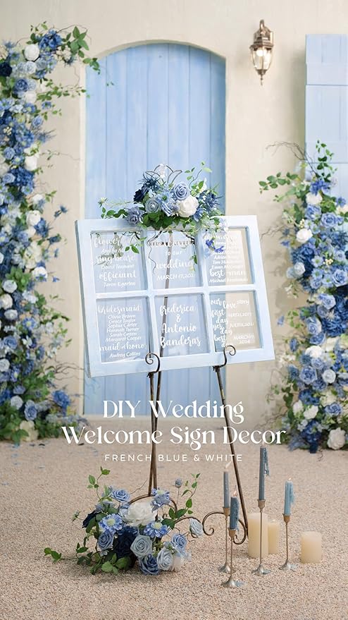 Ling's Moment Artificial Flowers, 25Pcs 3" Roses in Dusty Blue Shades, Realistic DIY Foam Floral Decor for Wedding Bouquets/Centerpieces, Outdoor Party Backdrops, Room/Table, and Garden/Pot Decoration