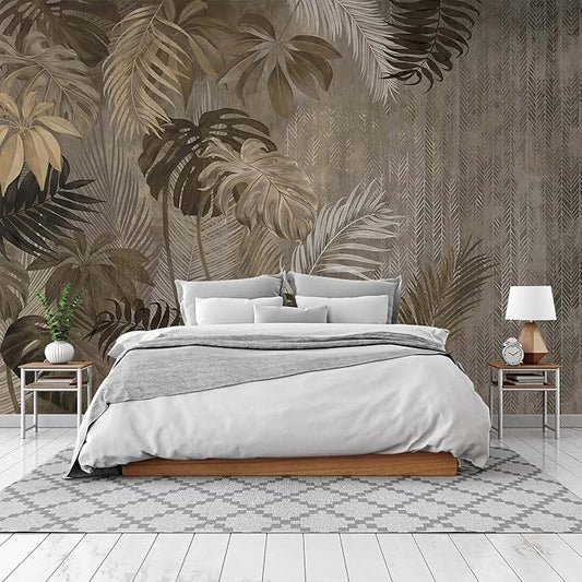 Cliouar-Turtle Backed Bamboo Plantain Leaf Plant Wall Mural Wallpaper for Bedroom Living Room 103" x 69" (Not Self Adhesive)