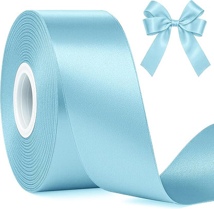 Fullive 1 1/2 Inch Satin Ribbon, 30 Yards Lake Blue Ribbons for Crafts, Polyester Ribbon for Gift Wrapping for Birthday Graduate Oktoberfest Christmas Decorations Wrapping Bouquet Floral Arrangements