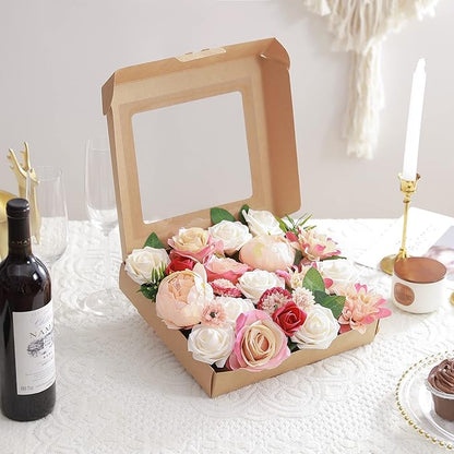 Artificial Flowers Combo, Fake Flowers for DIY Tables Centerpieces Baby Shower Bridal Shower Wedding Bouquet Arrangements Party Candle Holder Cake Decor Flower Home Decorations