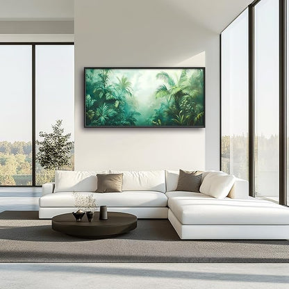Tropical Jungle Large Decor Wall Art Forests Landscape Framed Pictures for Living Room, Nature Scenery Oversized Canvas Print Painting Modern Extra Large Framed Artwork for Bedroom Office 60"x30"