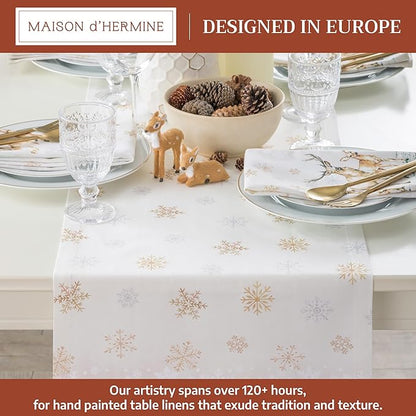 Maison d' Hermine Table Runner 100% Cotton Single Layer Table Runners 72 inches Long for Thanksgiving Christmas Decorations Home Kitchen Dining Party Wedding (Deer in The Woods, 14.5" x 72")