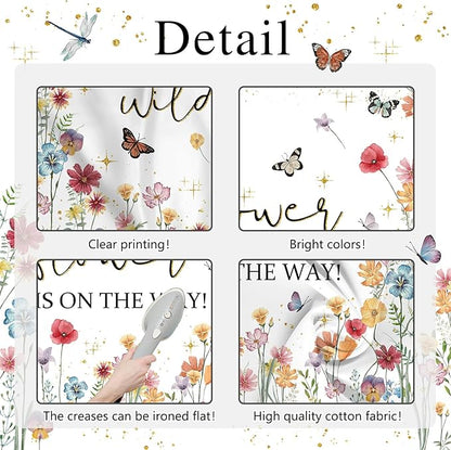 Avezano Wildflower Baby Shower Decorations A Little Wildflower is On The Way Baby Shower Backdrop Floral Theme Baby Girls' New Born Photoshoot Background Banner (7x5ft(84x60in))