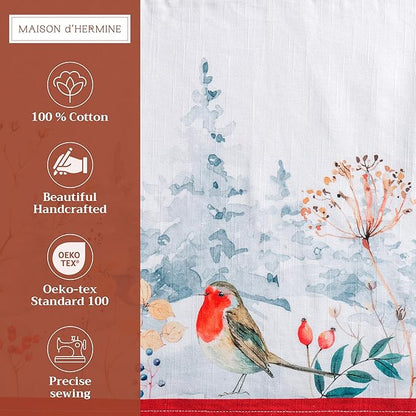Maison d' Hermine Placemats Set of 4 100% Cotton Washable Cloth Place Mats, Reusable Table Mats for Thanksgiving Christmas Decorations Kitchen Dining Party Wedding Restaurant (Morzine, 13" x 19")