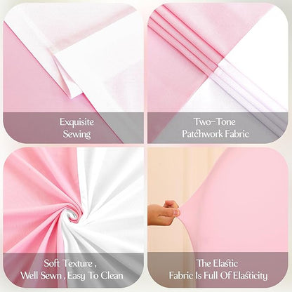White and Pink Arch Backdrop Cover 7.2FT 6.6FT 6FT Arch Covers Stretchy Backdrop Set of 3, Wedding Arch Cover Spandex Fitted Double-Color Fabric Arch Covers for Party Baby Shower Birthday Decoration