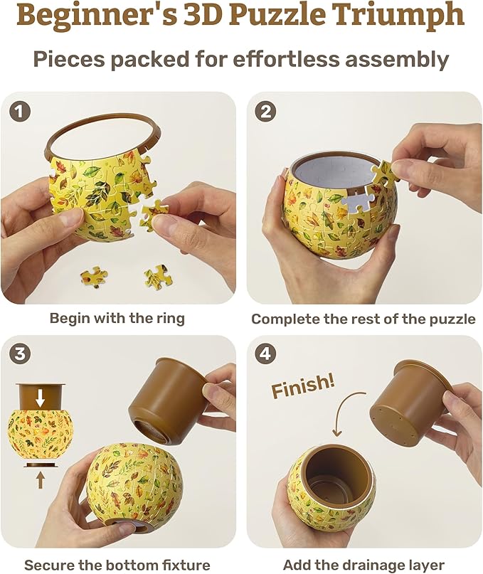 PieceRelax 3D Puzzle Planter 80 Pieces - Flower Pot - Colorful Poppies, Home Decor Flower Pots for Indoor Cactus, Succulents Pots [K1118]