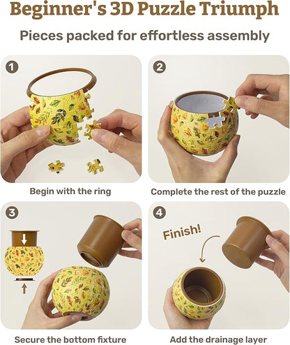 PieceRelax 3D Puzzle Planter 80 Pieces - Flower Pot - Hello Pumpkin Season, Home Decor Flower Pots for Indoor Cactus, Succulents Pots [K1107]
