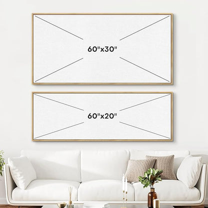 SIGNFORD Large Framed Canvas Print Wall Art Vintage Peonies Classic Floral Painting in Deep Tones Illustrations Modern Art Relax/Calm Warm for Living Room, Bedroom, Office - 60"x20"