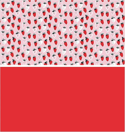 WRAPAHOLIC Reversible Strawberry Wrapping Paper - Mini Roll - 17 Inch X 33 Feet - Sweet Strawberry Design, Perfect for Birthday, Holiday, Wedding, Baby Shower