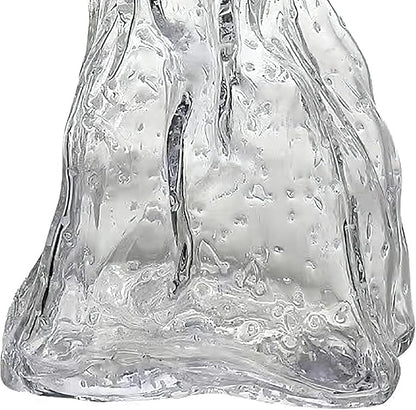 Handmade Luminous Glass Flower Vases,Irregular Shaped Flower Vase,Glass Cylinder Bud Vases,Transparent,7.3 Inches,1 Piece
