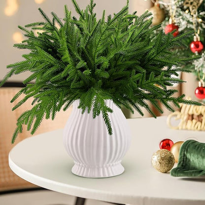 12 Pcs Norfolk Pine Stems Real Touch Norfolk Pine Branches Realistic Christmas Greenery Evergreen Stems for Decorating Christmas Indoor Home Decor