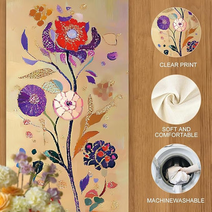 Elegant Floral Table Runner with Gold Accents – 13x72 Inch Linen-Look Fabric for Dining Table, Festive & Holiday Decor, Wedding, Christmas, and Everyday Home Use