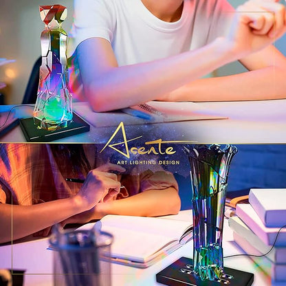 16 LED Multi-Color Light Stand Base- Lighted Acrylic Display, Crystal Display, Trophy & Art Hologram, 3D Pedestal Stand for Crafts, & Other Special Centerpieces, 4.5V AC/USB Adapter, Matte Black