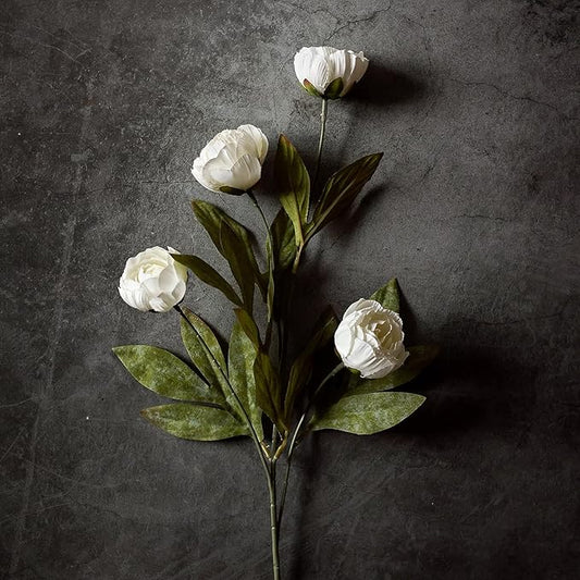 VIERENA 6 Pcs Faux Silk Peony Artificial Flowers for Vase -27", Bulk Fake Peonies Branches with Stems for DIY Bouquet Centerpieces Wedding Fillers Arrangements Shower Decorations (Cream)