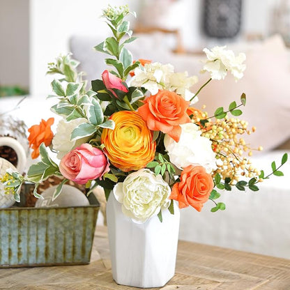FiveSeasonStuff Silk Roses Artificial Flowers for Decoration, Home Decor Centerpiece for Tables, Wedding Bridal Bouquet of Flowers Real Touch Roses 12 Stems (Burnt Orange)