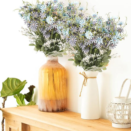 Artificial Flowers Wildflowers Silk Daisy Spring Fake Daisies Decoration Summer UV Resistant Colorful Mixed Bundles Faux Greenery Outdoor Plant Stem Filler for Home Decor Indoor Floral Arrangements