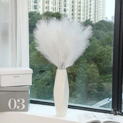 9 Stems White Faux Pampas Grass - 38 Inch Tall Artificial Pompous Grass Decor, Large Fake Pompas Floral for Vase Filler, Wedding Centerpieces, Party, Christmas and Home Decor (White)