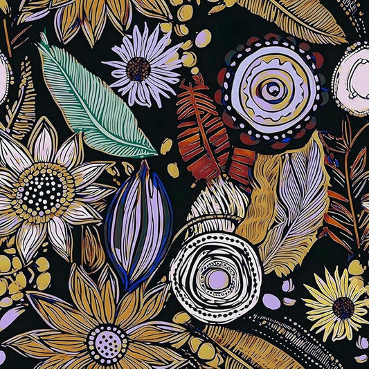 Dark Boho Wallpaper Peel and Stick,Vintage Black Yellow Purple Floral Contact Paper, Botanical Flowers Retro Wall Paper Self Adhesive Removable Waterproof for Walls Shelves Cabinet Table 17.5" x 118"