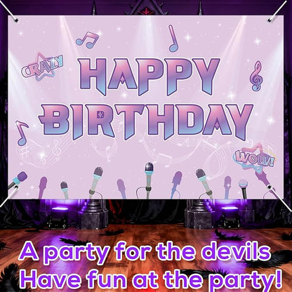 Happy Birthday Backdrop, 180x120cm/70.87x47.24in Music Theme Birthday Background Cartoon Magical Party Favors Toys Supplies Gifts for Video Shooting Classroom Decor Decorations Photo Studio