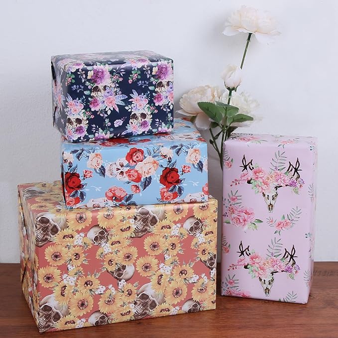 Aimyoo Pink Floral Wrapping Paper Jumbo Roll 17 in x 60 ft, All Accasion Flower Gift Wrap for Wedding Birthday Bridal Shower