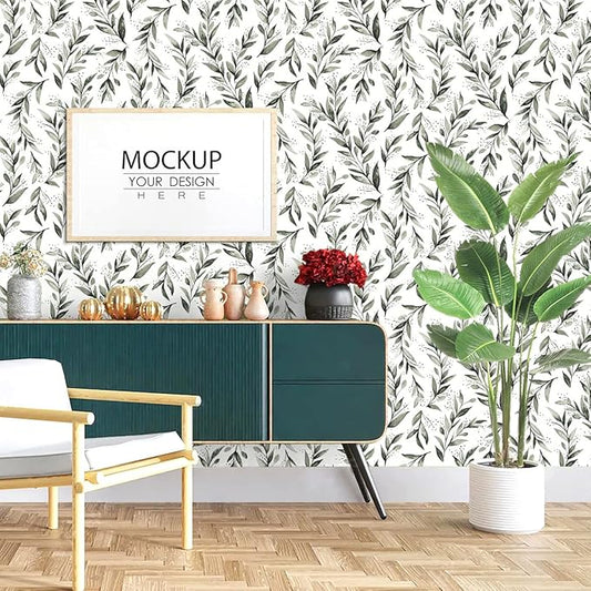 Erfoni Leaf Peel and Stick Wallpaper Dark Green Contact Paper 17.7inch x 590.5inch Greenery Eucalyptus Wallpaper Peel and Stick Leaves Plant Self Adhesive Wall Paper for Bathroom Livingroom Decor