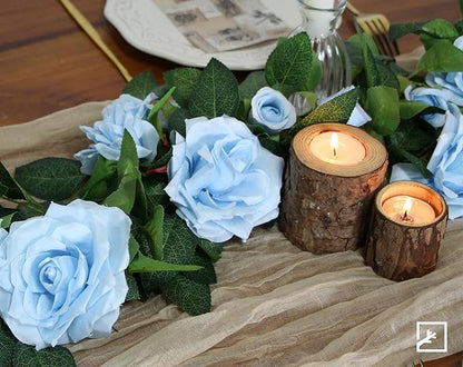 ZIFTY 5Pcs 32.5FT Blue Flower Garland Fake Flower Vines Faux Artificial Floral Garland Hanging Rose Ivy for Wedding Decortions Arch Garden Ceremony Background Outdoor Wall Decor