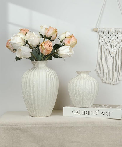 Ceramic Vase Rustic White for Farmhouse, Small Table Decorative Vase for Home Decor, Nordic for Ofice Hotel Living Room, Shelf, Tabletop Décor