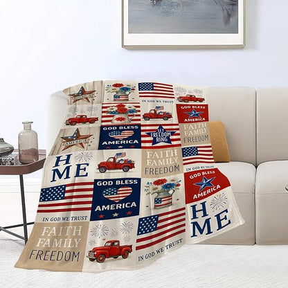 American Flag Blanket Patriotic Throw Blanket National Flag Soft Cozy Fleece Fuzzy Stuffed Plush Flannel Gifts for Girls Women Boys Kids Adults 40''x50''