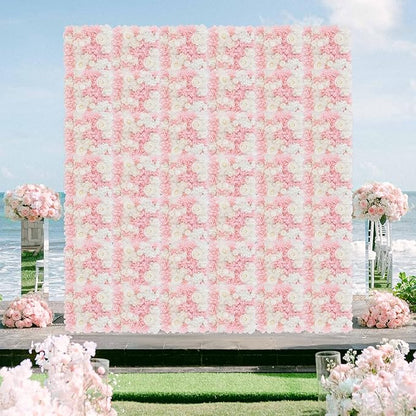 FOTSHARER Pink Flower Wall Backdrop 15''x15'' Floral Rose Wall Panels 12 Pack Artificial Flower Wall Wedding Flower Backdrop Wall 3D Flower Wall Panels for Backdrop Birthday Party Bridal Showers Decor