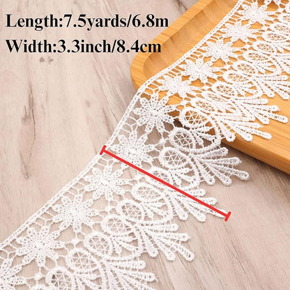 Green Lace Trim 7.5 Yards Wide Embroidered Floral Trim Edge Venise Lace Ribbon for Wedding Dress Crafting, Costume Design, DIY Apparel Embellishment, Home Decor