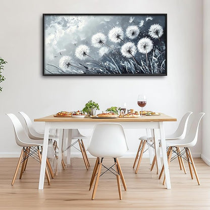 Rustic Dandelion Large Wall Art Framed Wall Decor for Living Room Farmhouse Floral Pictures Oversized Canvas Print Painting Modern Extra Large Framed Artwork for Bedroom Office 60"x30"