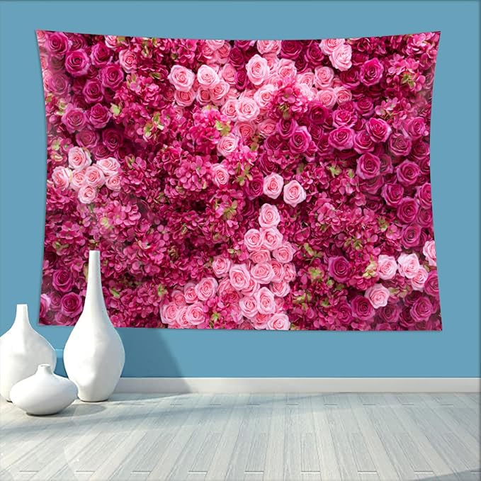 15ftx10ft Rose Wall Background Rose Photo Backdrops Spring Party Tea Party Flowers Backdrop Girls Birthday Pink Princess Party Wedding Bridal Shower Pink Floral Anniversary Ceremony Decor