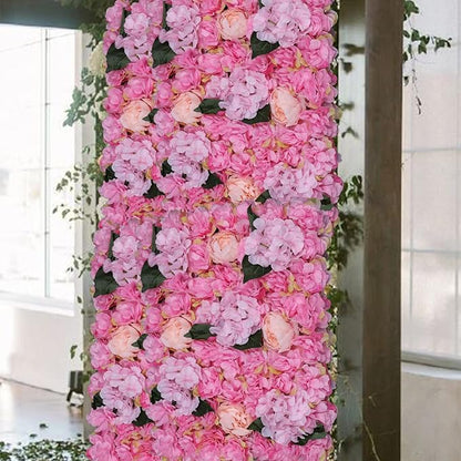 15.74"x 23.62" Artificial Flower Wall Panels,Flower Wall Mat Silk Flower Panels for Outdoor Garden Backyard Fence Fence Privacy Screen and Indoor Wall Decor (6Pcs Pink)