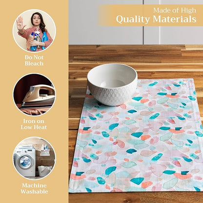 Maison d' Hermine Placemats Set of 4 100% Cotton Washable Cloth Place Mats, Reusable Table Mats for Kitchen Dining Decoration, Party, Wedding, Restaurant Spring/Summer (Summer Picnic, 13" x 19")