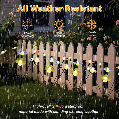 Solar Flower Lights Outdoor Waterproof 8 Pack of 32 LEDs Garden Solar Firefly Lights Decorative for Garden, Yard, Backyard