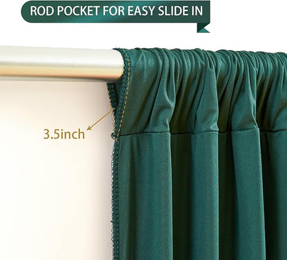 Hunter Green Backdrop Curtain-Wrinkle-Free Polyester Fabric Green Photography Curtains for Wedding Party Photo Background Decorations- 40 X10FT