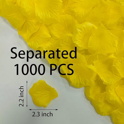 Separated 1000 PCS Artificial Yellow Rose Petals for Romantic Night,Faux Yellow Flower Petals for Flower Girl Weddings Party Romantic Decoration(Ready-to-use)