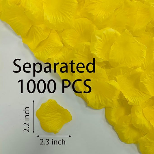 Separated 1000 PCS Artificial Yellow Rose Petals for Romantic Night,Faux Yellow Flower Petals for Flower Girl Weddings Party Romantic Decoration(Ready-to-use)