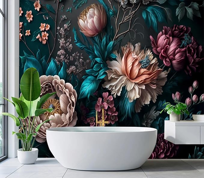 Cliouar-Peony Flowers Mural Wallpaper Peel and Stick 90" x 67"