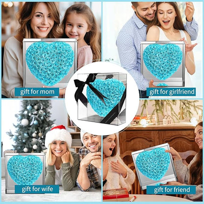 JoyFlower About 140pcs Preserved Roses Gift, Real Blue Eternal Roses for Mom, Long Lasting Forever Flowers with Gift Box for Girlfriend Wife in Valentines Day Birthday Anniversary