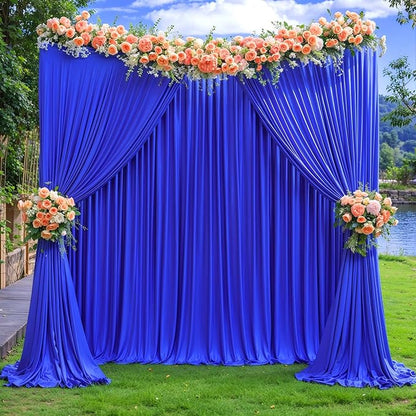 Royal Blue Backdrop Curtains 10 Panels - Wrinkle-Free Polyester Photography Drapes for Baby Shower & Birthday Party - 40 X 10FT