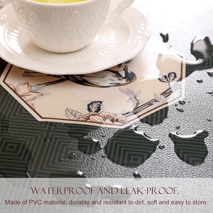 ISAENNE PVC Placemats Set of 6,Rectangular Flower and Bird Print Placemats, Waterproof and Heat-Resistant Place Mats,Decoration for Kitchen, Dining, Parties, Holiday,12"*17"